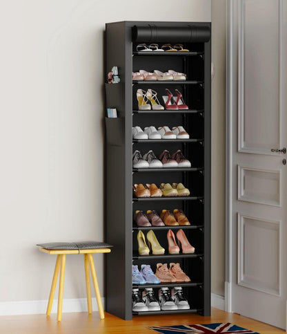 Schuhregal mit 10 Ebenen und staubdichtem Überzug, für 20-22