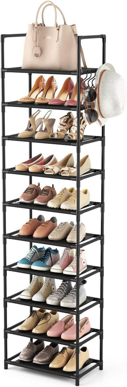 Schuhregal mit 10 Ebenen für 20-25 Paar Schuhe, offener Schuhschrank
