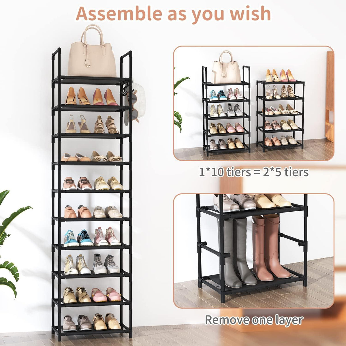 Schuhregal Organizer 10 Ebenen Schuhschrank Schuhständer Flur Wohnzimmer