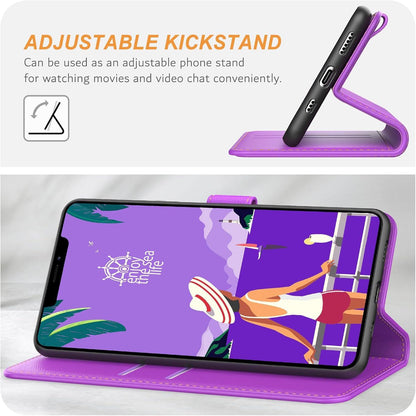iPhone 11 Pro Leder Handyhülle mit Kartenschlitzen und Standfunktion, Violett