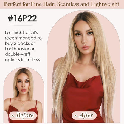 Echthaar Clip-In Extensions Hellblond/Goldblond Balayage 35cm