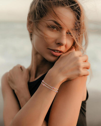 925 Sterling Silber Damen Armband mit Geburtsstein Anhängern