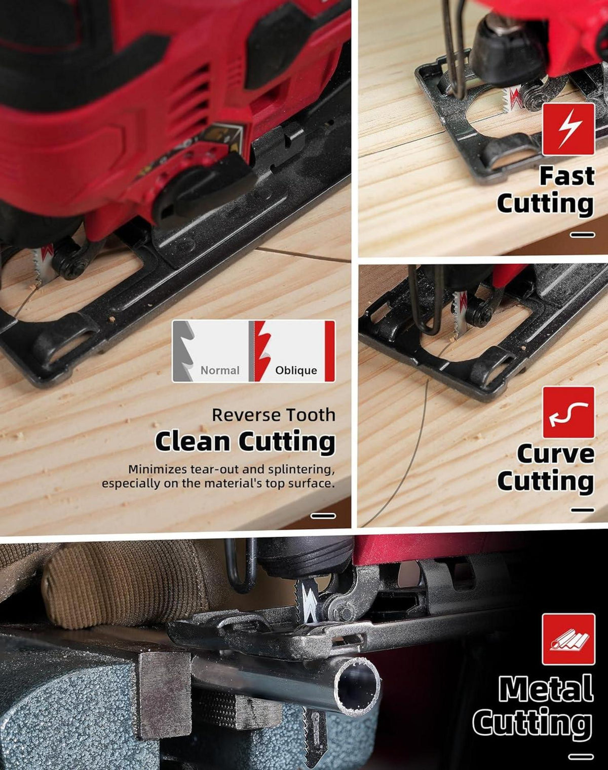 EZARC Stichsägeblatt Set 30-teilig mit Aufbewahrungskoffer für Holz, Kunststoff & Metall