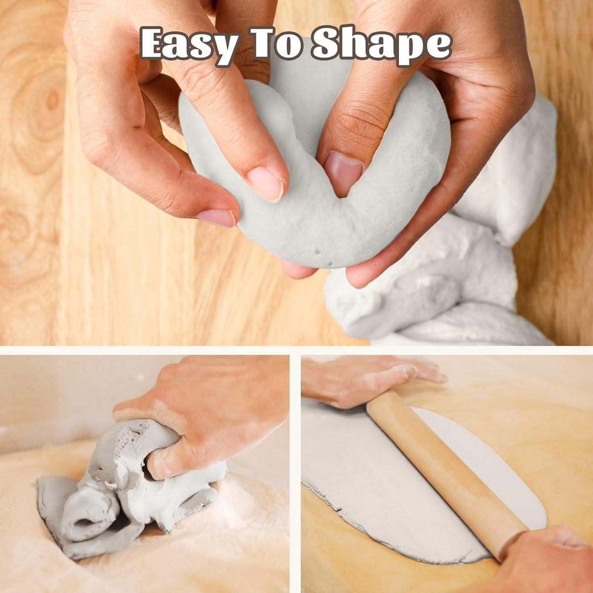 Lufttrocknendes Tontöpferset für Erwachsene, DIY-Set mit