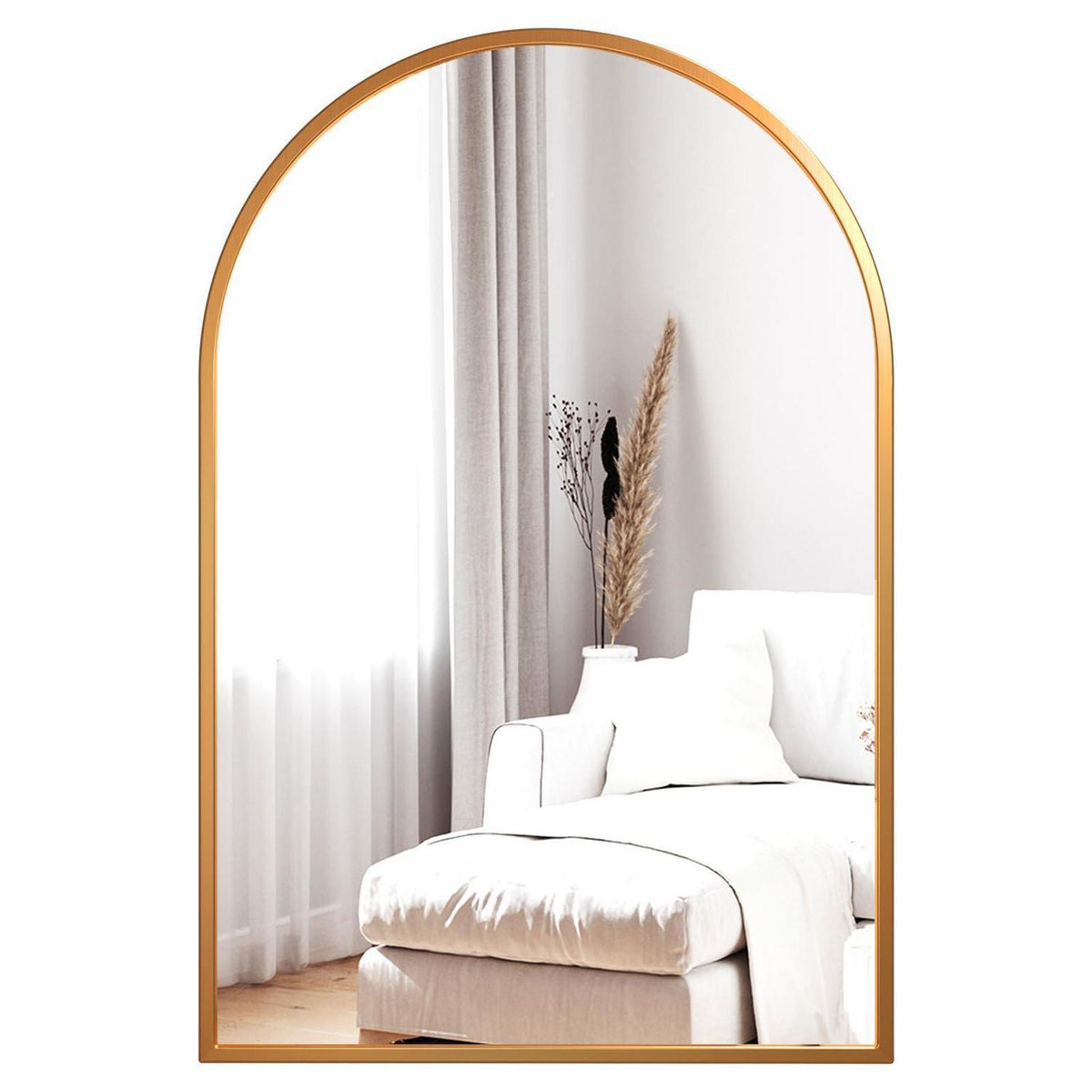 Rundbogen Wandspiegel Gold 90x60cm – Moderner Schminkspiegel für Bad & Co.