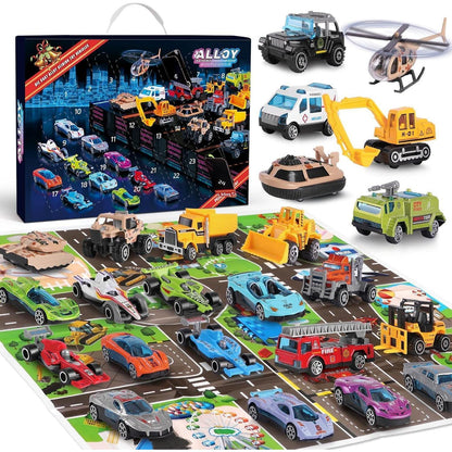 Adventskalender 2026 Kinder Auto Spielzeug 24-teilig Jungen
