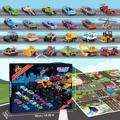 Adventskalender 2026 Kinder Auto Spielzeug 24-teilig Jungen