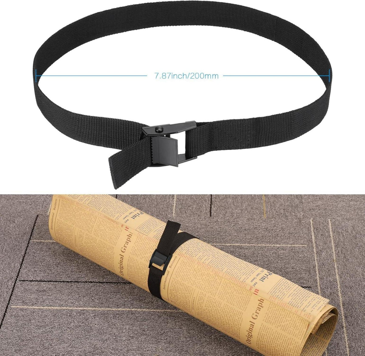 Spanngurte 6er Pack 65cm Verstellbar Schwarz Klemmschloss