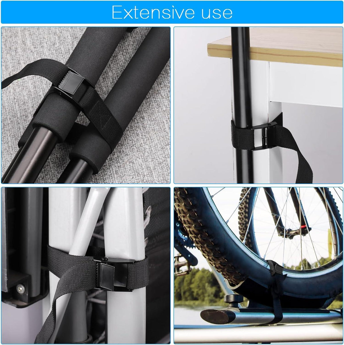 Hejo Spanngurte Kurz 6er Set 65cm Schwarz - Verstellbare Zurrgurte mit Klemmschloss