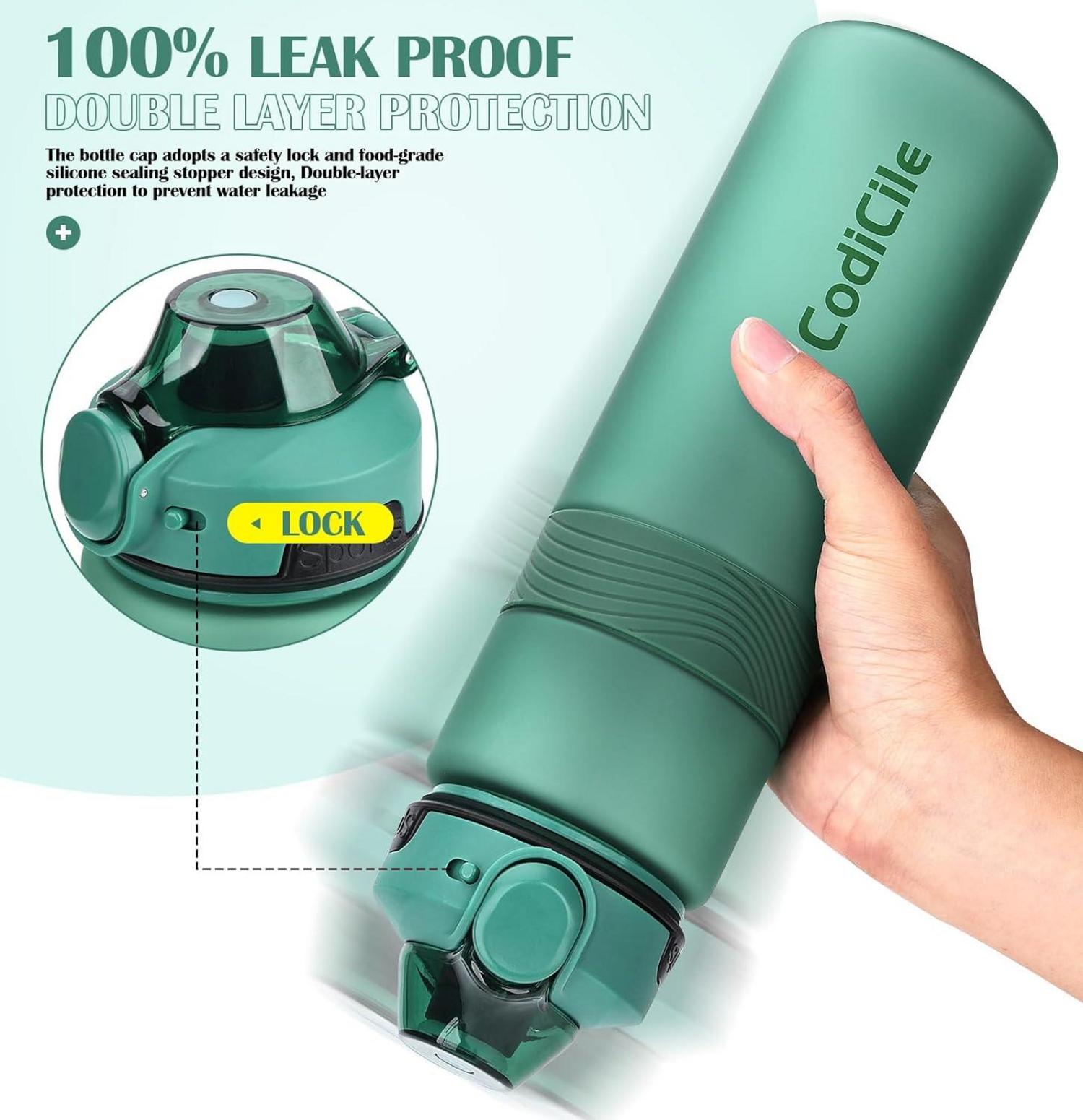 Sport Trinkflasche BPA-frei 1L Auslaufsicher Reise Fitness Schule Büro