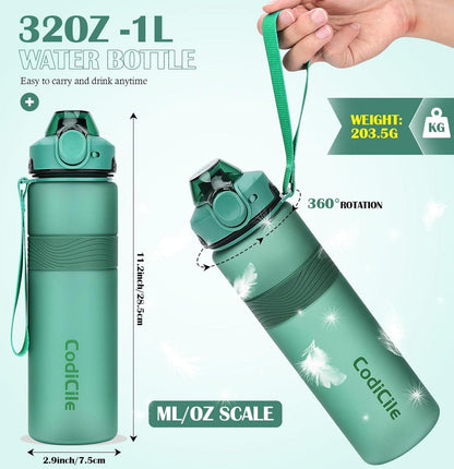 Trinkflasche BPA-frei 1 Liter Sport Auslaufsicher Wasserflasche 1L