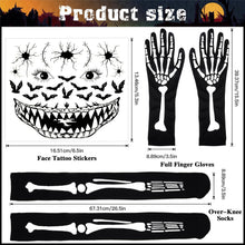 Halloween Skelett Kostümset Handschuhe Strumpfhose Tattoo