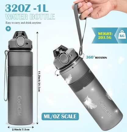 Trinkflasche BPA-frei 1 Liter Sport Auslaufsicher Wasserflasche 1L