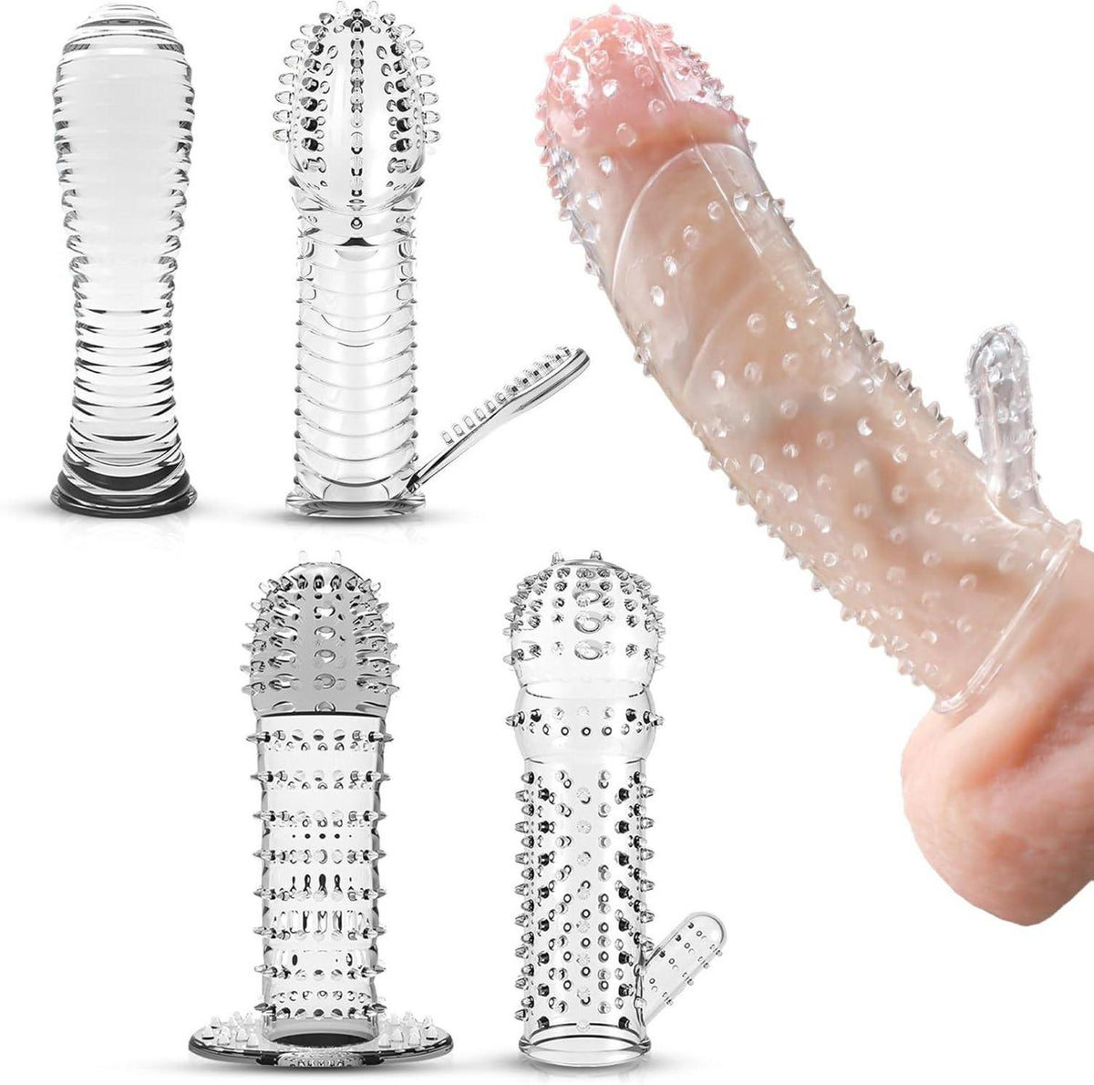 Penishüllen Set für Männer, 4-teilig, transparent