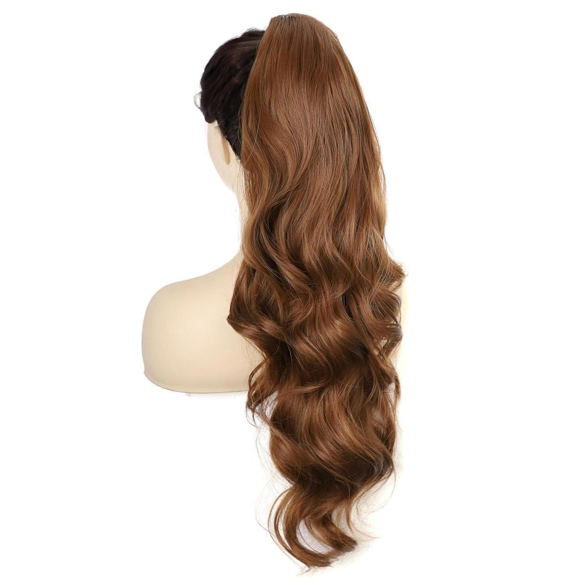 Langer, welliger Pferdeschwanz mit Kordelzug – Braun 60cm