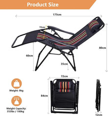 Klappbare Sonnenliege 72cm Extra Breit mit Kopfstütze