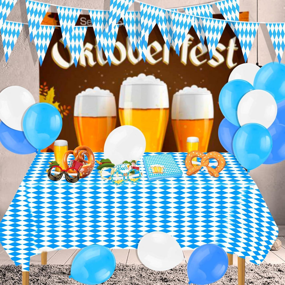 Bayrische Oktoberfest Deko Set 59-teilig Wiesn Party Bayern 10M Girlande