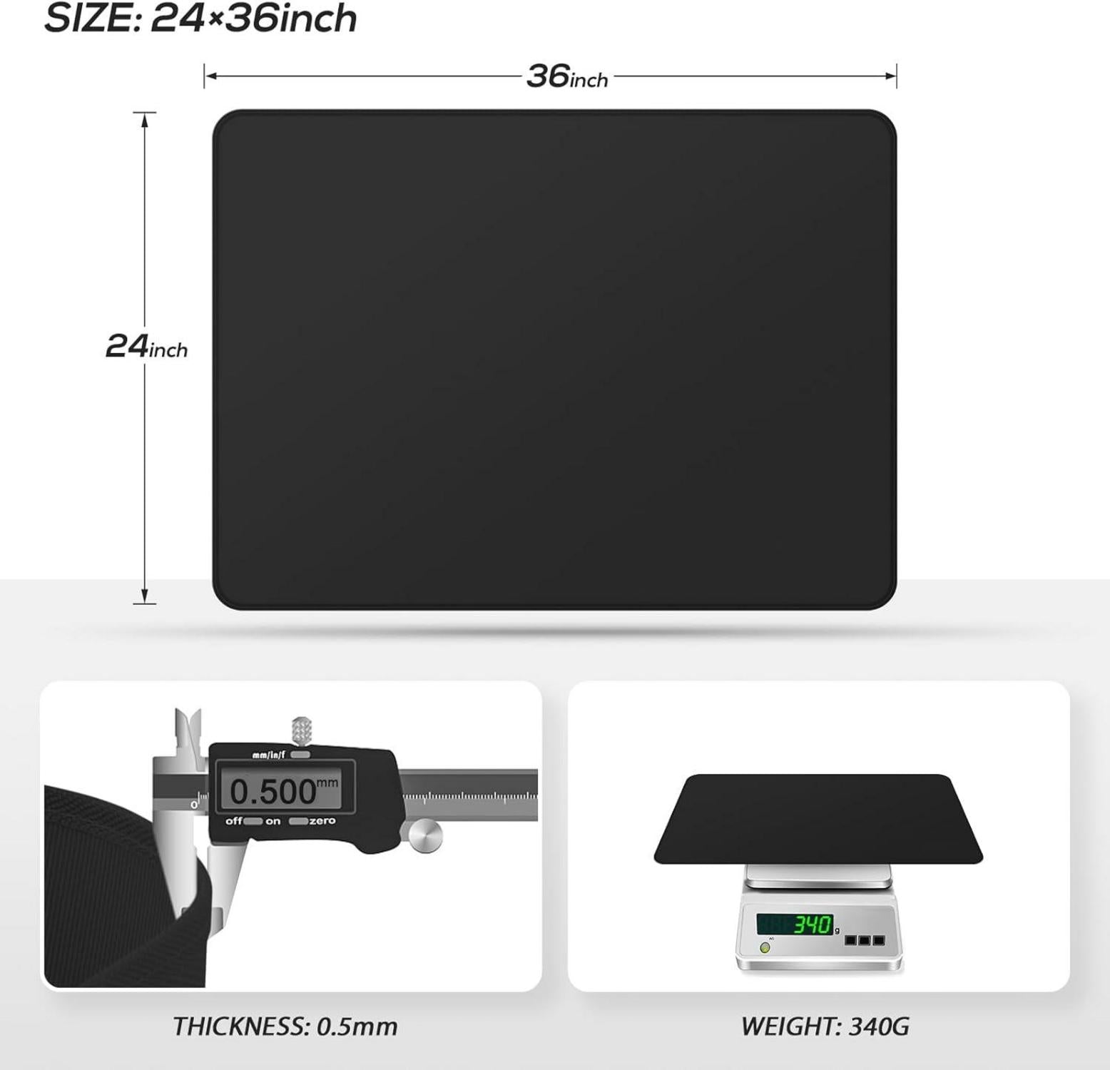 Hitzebeständige Grillmatte für Outdoor-Grill, 60 x 90cm, Schwarz