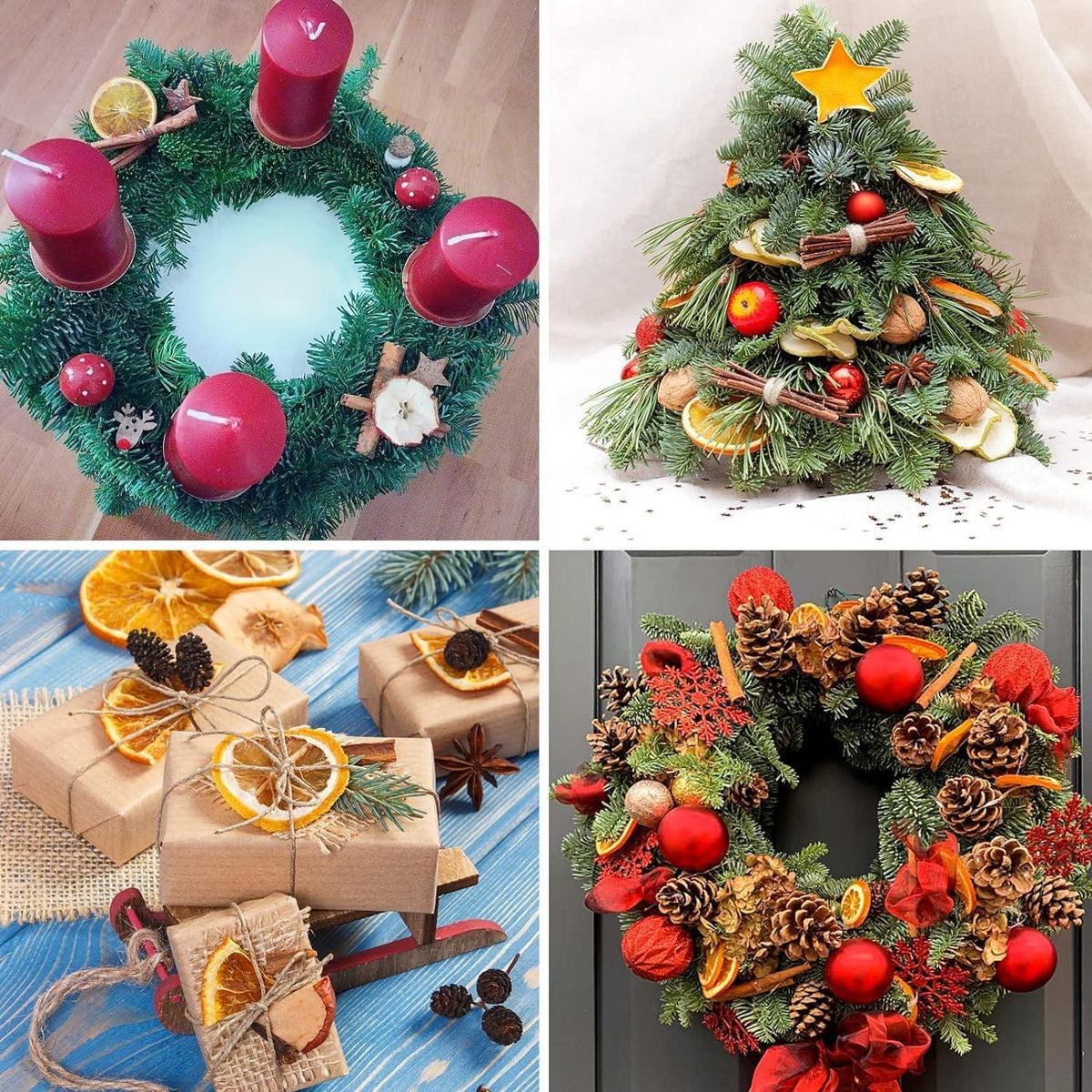 52tlg. Weihnachtsdeko Set Adventskranz Naturdeko Ölkiefer Orangen Apfel Zimt