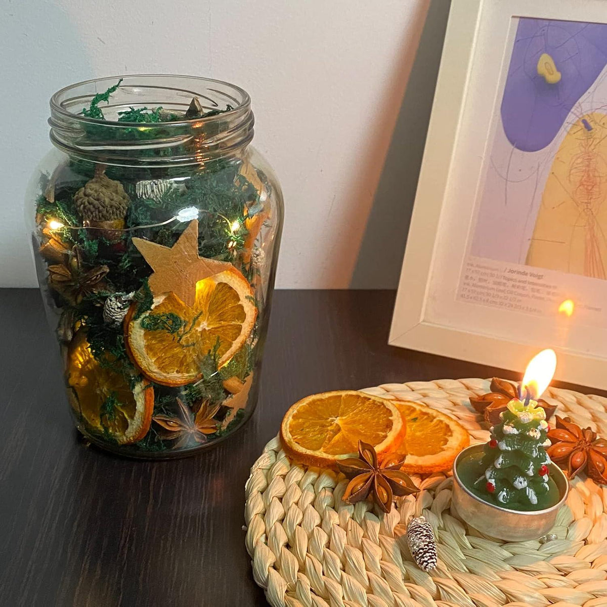 52-teiliges Weihnachtsdeko Adventskranz Bastelset Natur Moos Eichel Stern Zimt