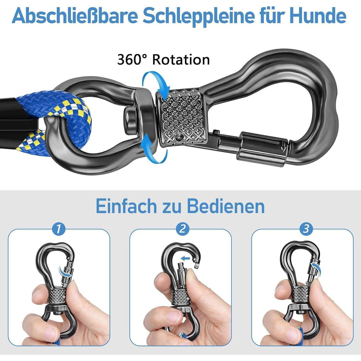 Schleppleine für Hunde mit gepolstertem Griff, 5m, Blau