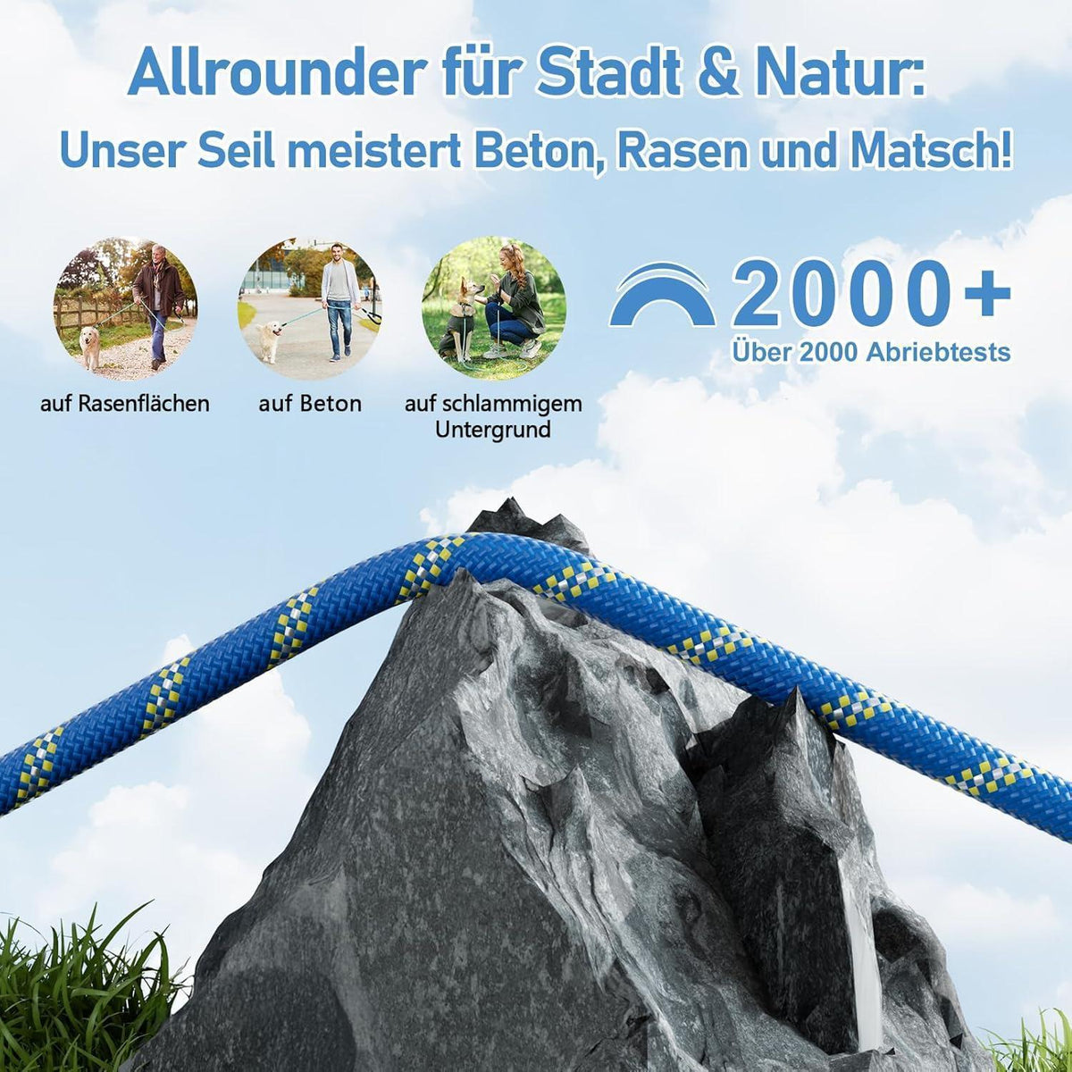 Schleppleine für Hunde mit gepolstertem Griff, 5m, Blau