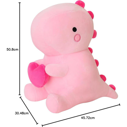Plüschtier Dinosaurier mit Herz, Kuscheltier 50cm Rosa