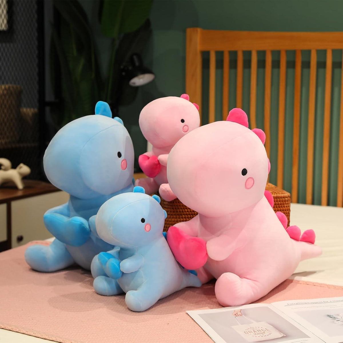Plüschtier Dinosaurier mit Herz, Kuscheltier 50cm Rosa