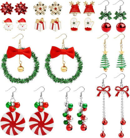 12 Paar Weihnachts-Ohrstecker Weihnachtsschmuck-Set