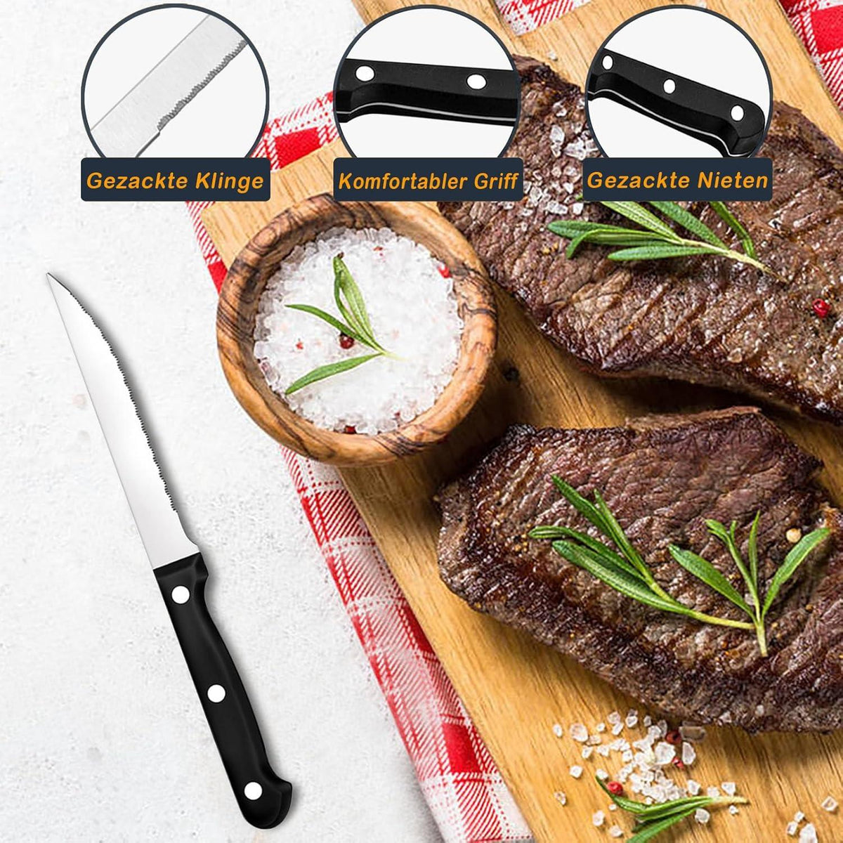 72-teiliges Besteck Set für 12 Personen mit Steakmessern - Edelstahl