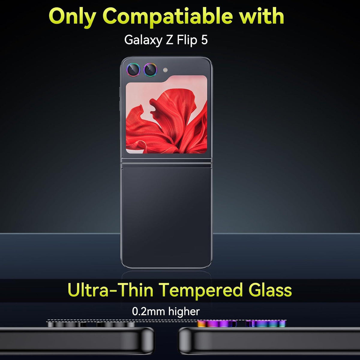 Kameraschutz Samsung Galaxy Z Flip 5 9H Metallring Panzerglasfolie