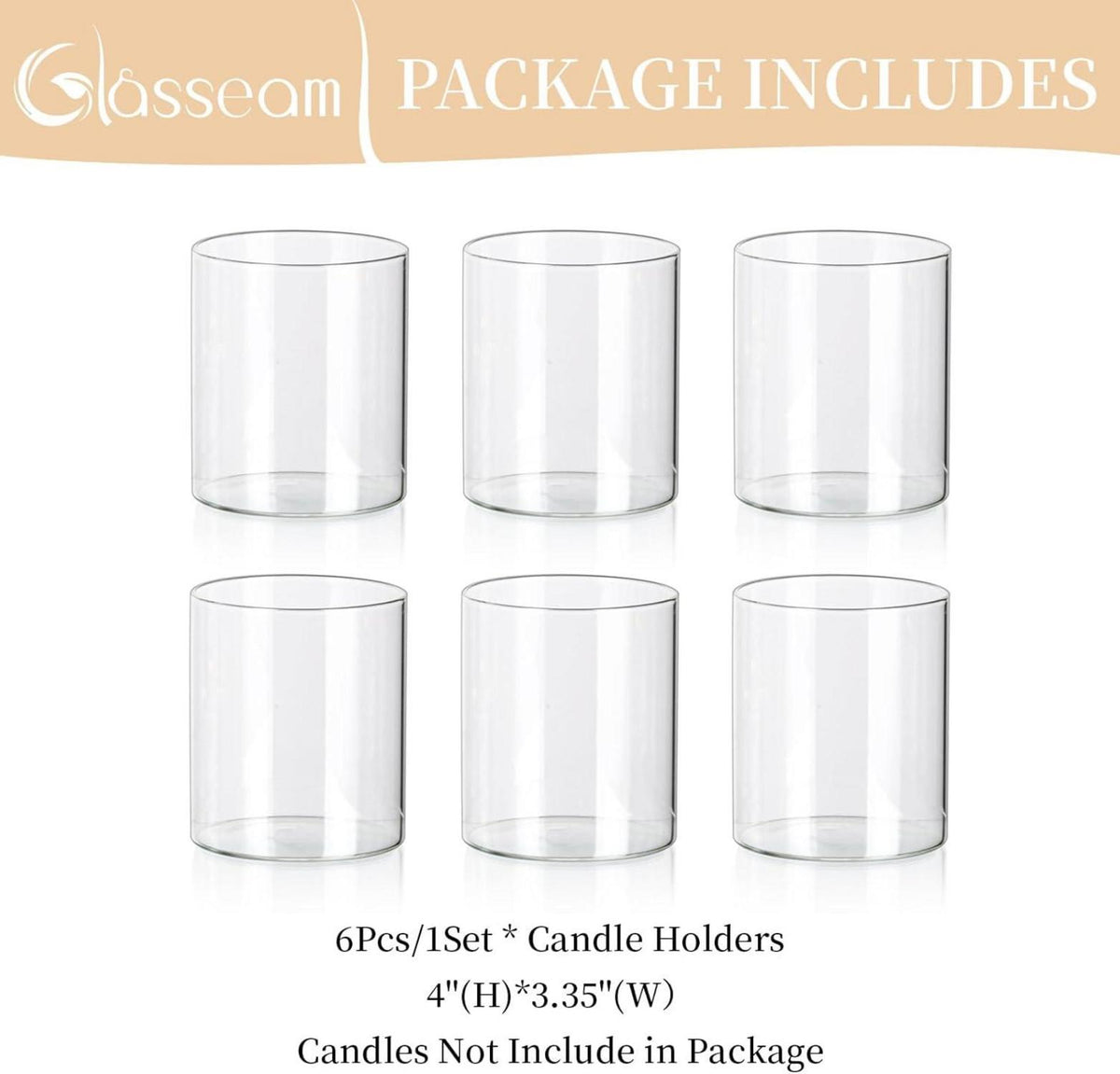 Glasseam Glas Kerzenhalter Set 6er Schwimmkerzen Stumpenkerzen