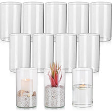 Kerzenhalter Glas Zylinder Set 12 Stück, Modern Windlicht für Stumpenkerzen