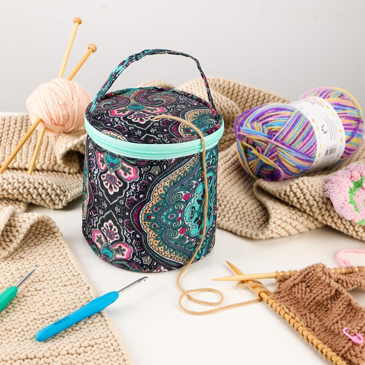 Mini Garntasche für Kinder & Anfänger, Strick- & Häkelaufbewahrung