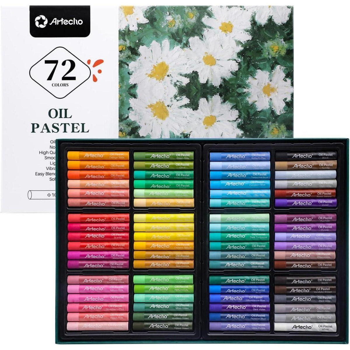 Ölpastellkreide 72 Farben, lichtecht, sanft, zum Malen & Zeichnen