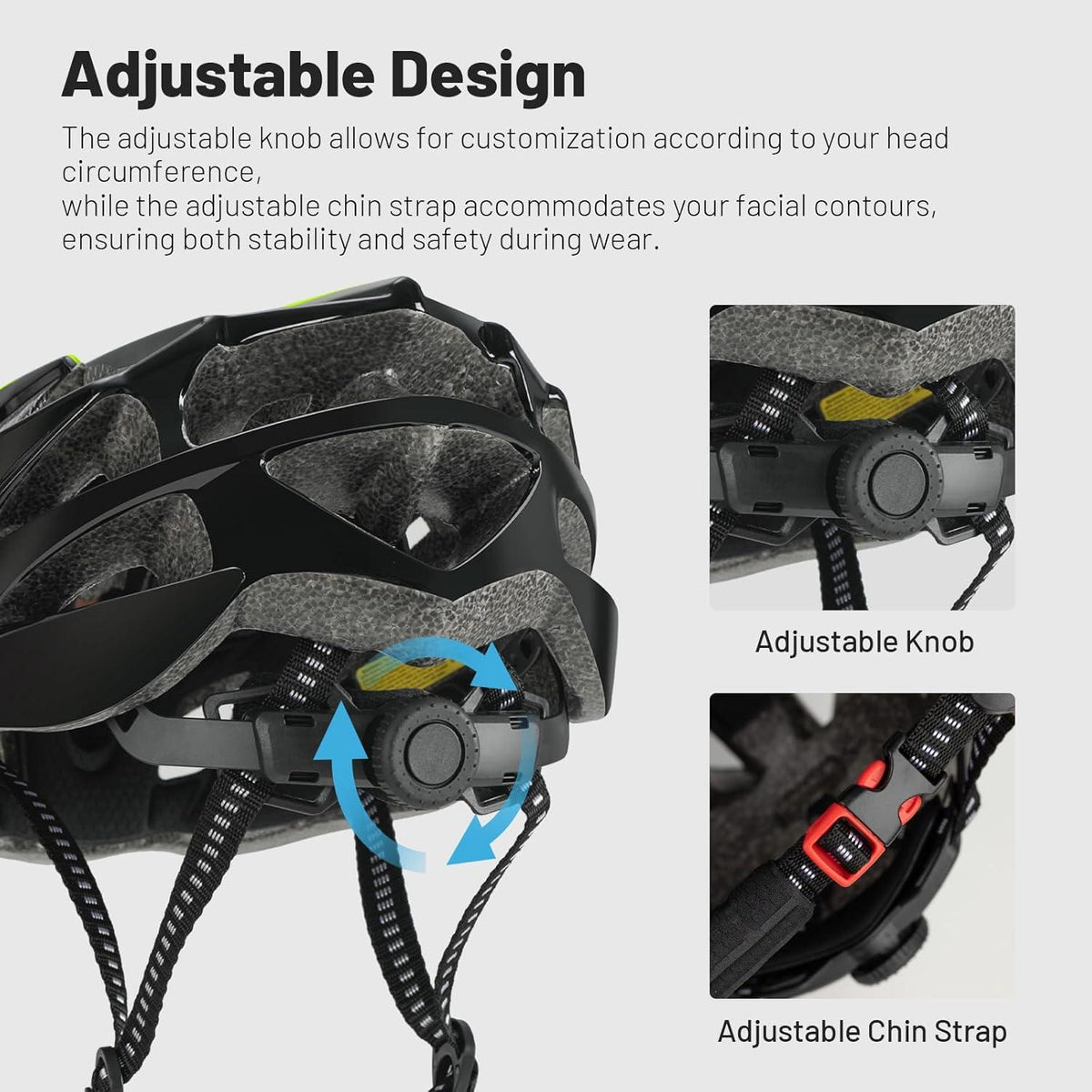 Favoto Fahrradhelm Erwachsene Abnehmbarer Innenfutter Verstellbar Schwarz-Grün