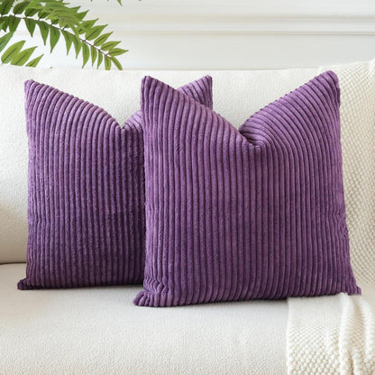 2x Cord Kissenbezug Lila 50x50cm - Dekokissen für Sofa