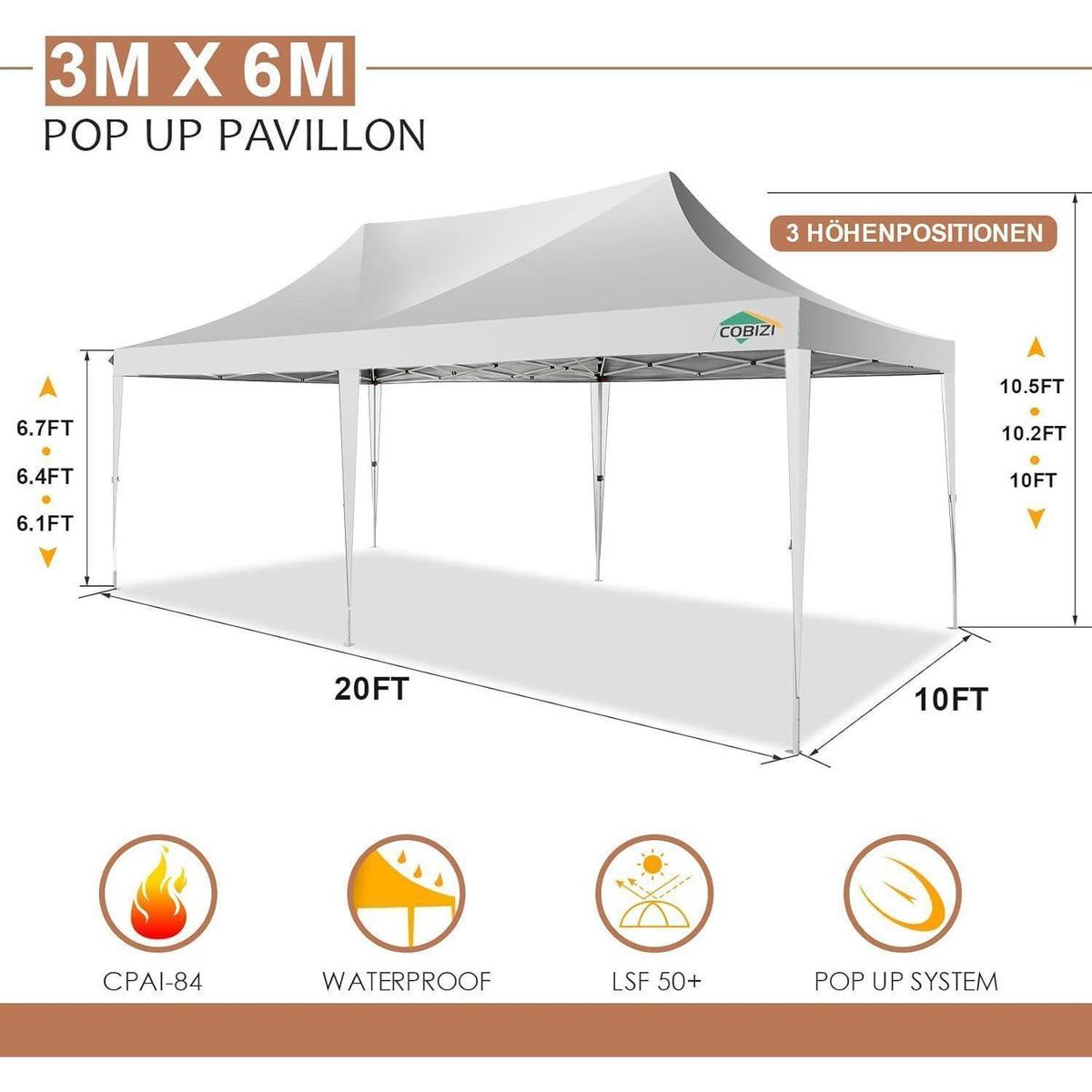 Faltpavillon 3x6m mit Seitenteilen – Wasserdicht & Stabil