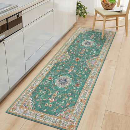 Läufer Teppich 60x180 cm Grün, waschbar & rutschfest