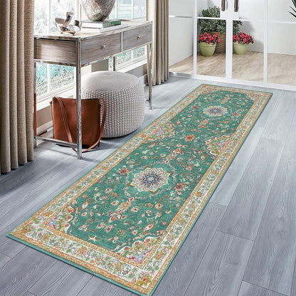 Läufer Teppich 60x180 cm Grün, waschbar & rutschfest