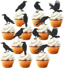 Halloween Cupcake Toppers Set Krähen Party Kuchendeko 12 Stück