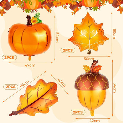 VIKY® Herbst Deko Ballon Set Ahornblatt Kürbis Tannenzapfen