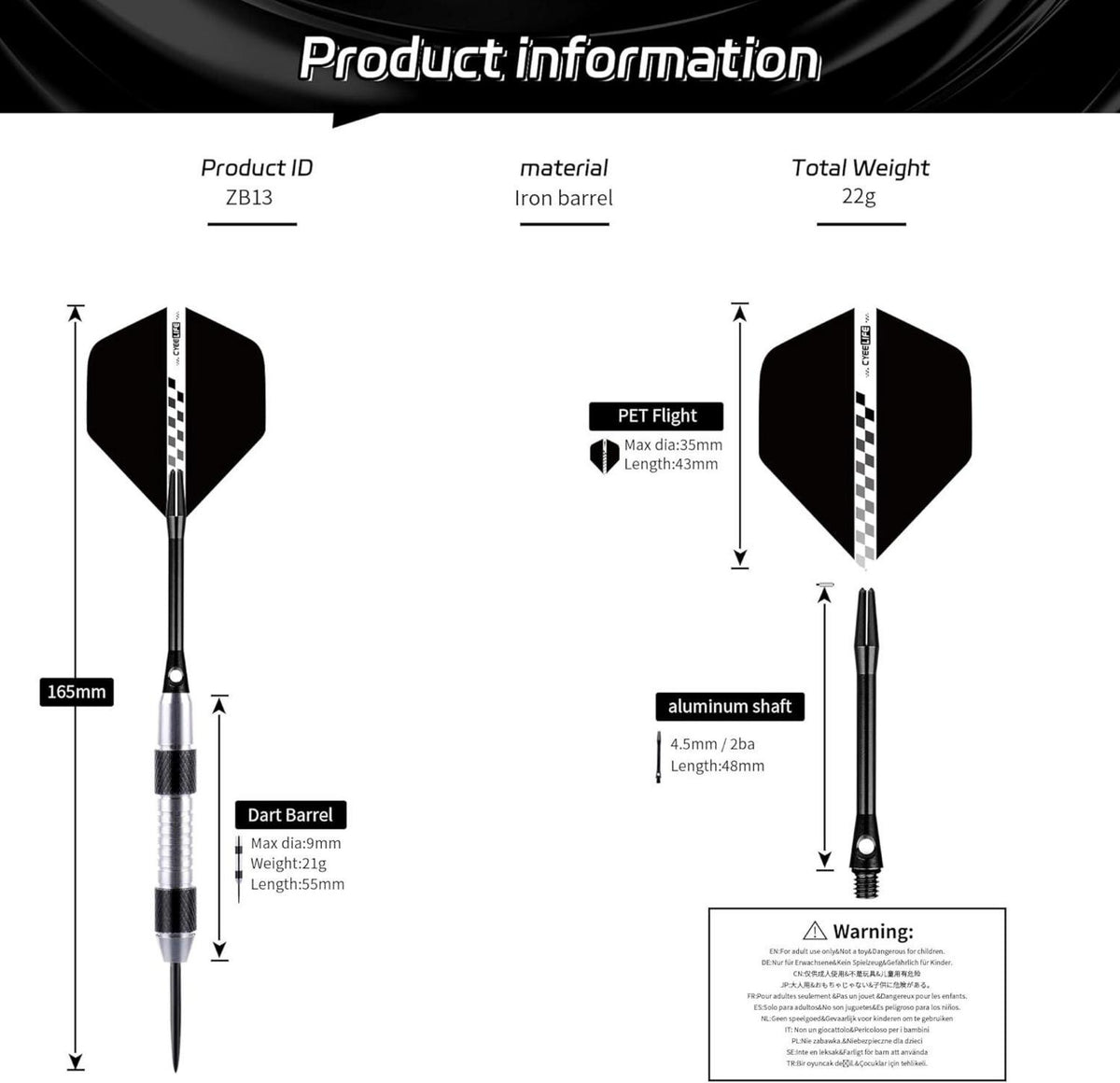 Professionelle Steel Dartpfeile Set 20g Metallspitze 6 Stück