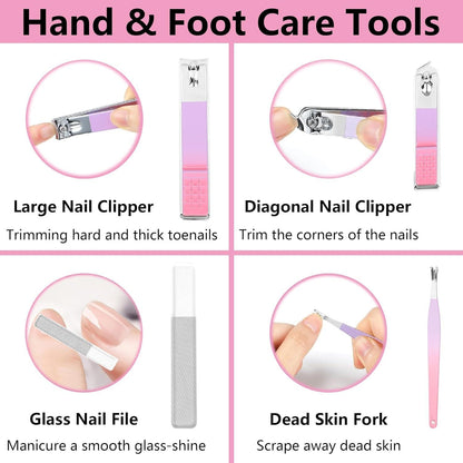 Maniküre Set mit Nano-Glas Nagelfeile und Edelstahl Nagelknipser