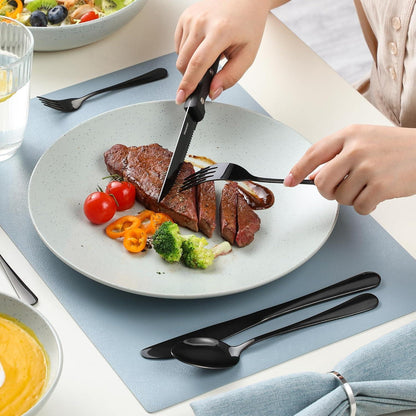 Besteckset Schwarz 48 Teile für 8 Personen mit Steakmessern