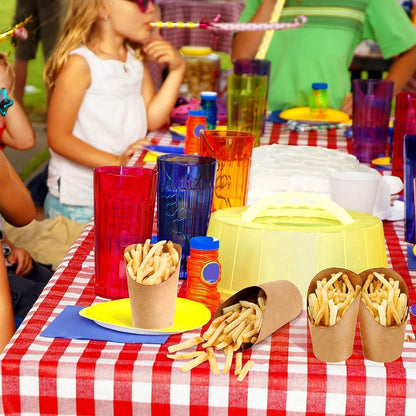 Einweg Pommes Frites Becher 360ml Kraftpapier Halter Snack Party 100 Stück