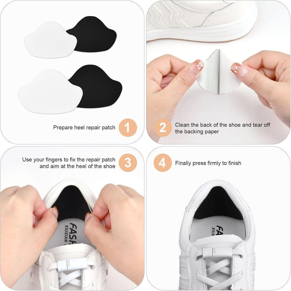 Sneaker Fersen Reparatur Patches (20 Paar) Schwarz & Weiß