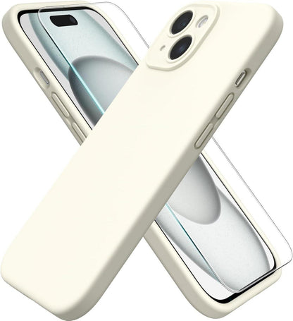 iPhone 15 Hülle Liquid Silicone mit Kameraschutz und Schutzfolie