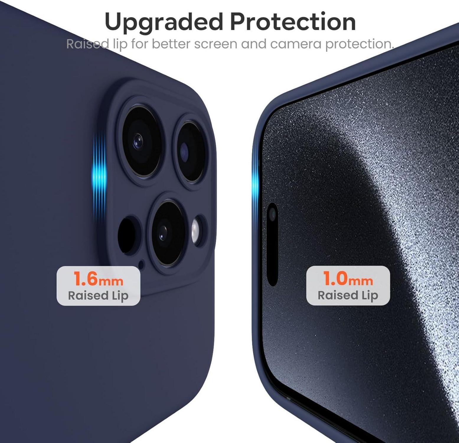 iPhone 15 Pro Max Silikon Hülle - 360° Schutz - Mitternachtsblau