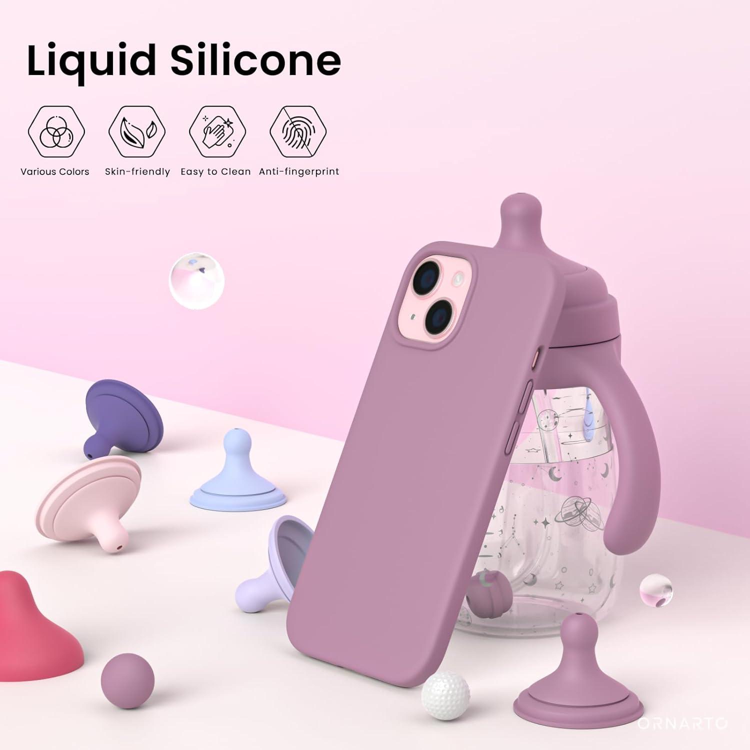 iPhone 15 Plus Hülle Silikon flüssig Kratzfest stoßfest - Lila